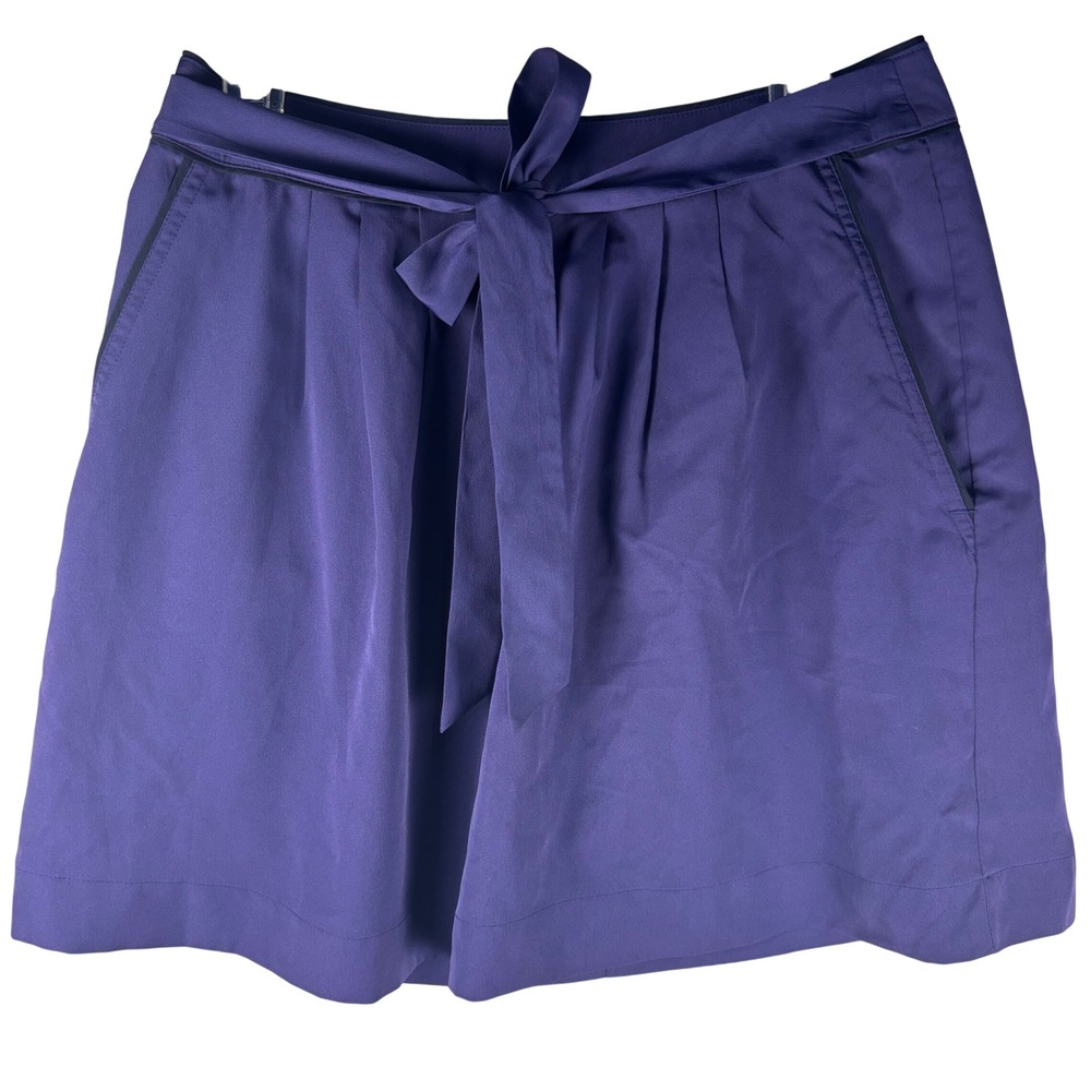 Banana Republic Womens Purple‎ Tie Waist A-Line Mini Skirt Pockets Size 6